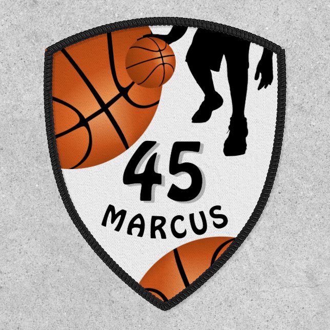 Basketball Ball Sports Player Name Number Patch (Front)