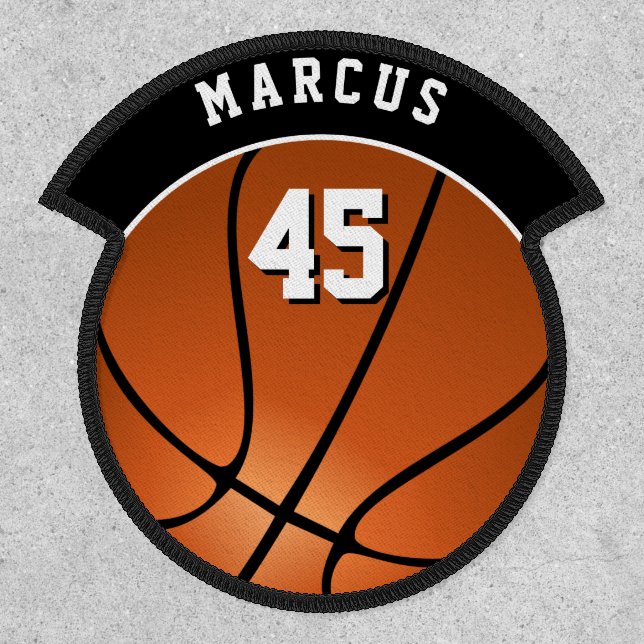 Basketball Ball Sports Player Name Number Patch (Front)