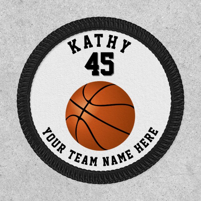Basketball Ball Sports Player Name Team Number Patch (Front)