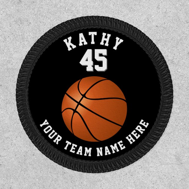 Basketball Ball Sports Player Name Team Number Patch (Front)