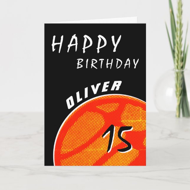 Basketball Ball Sports Teen Boy Happy Birthday Card (Front)