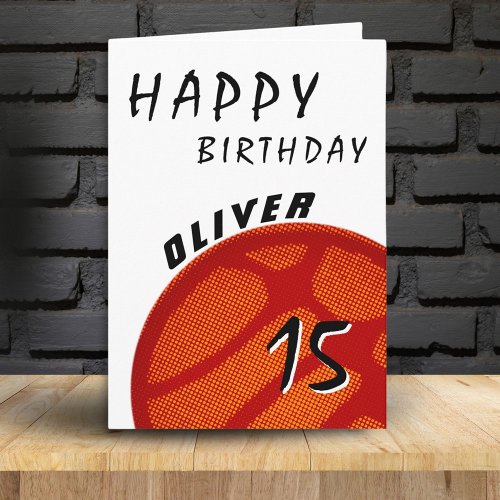 Basketball Ball Sports Teen Boys Happy Birthday Card