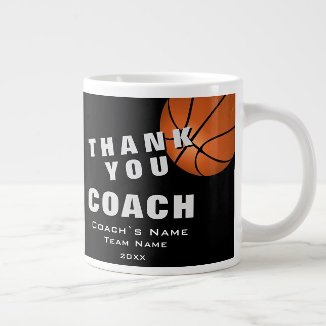 Basketball Ball Thank you Coach  Giant Coffee Mug (Right)