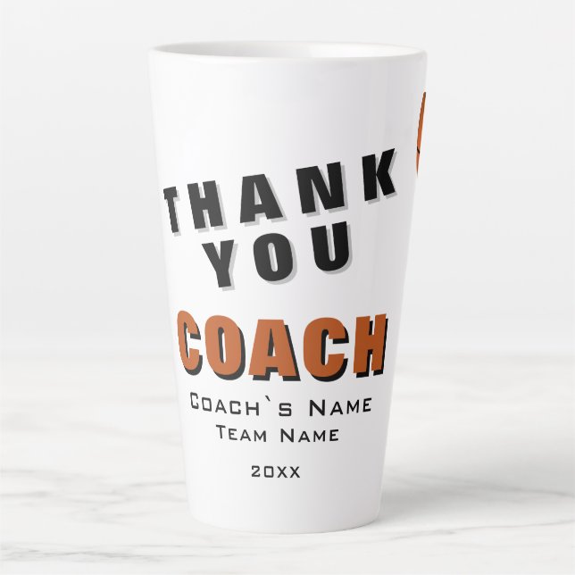 Basketball Ball Thank you Coach  Latte Mug (Front)