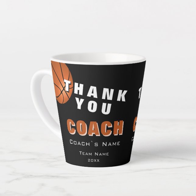 Basketball Ball Thank you Coach  Latte Mug (Left Angle)