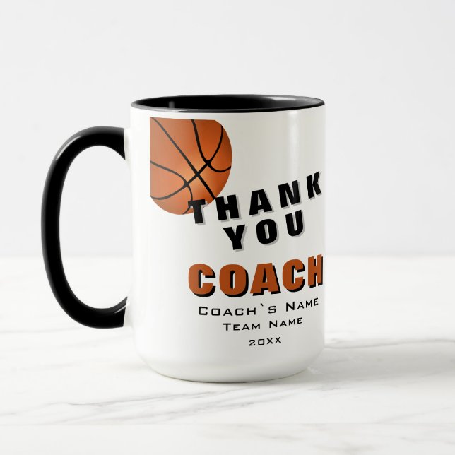 Basketball Ball Thank you Coach  Mug (Left)