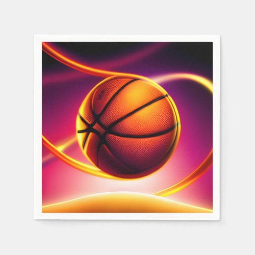 Basketball Ball Vivid Sports Happy Birthday Party Napkins