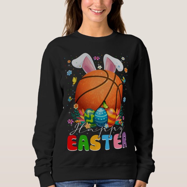Basketball Ball With Bunny Ears Easter Day Boys Ki Sweatshirt (Front)