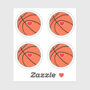 Basketball ball with red heart pack sticker