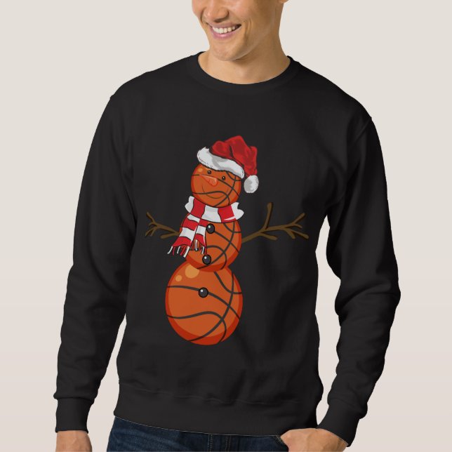 Basketball Ball Xmas Gift Snowman Basketball Chris Sweatshirt (Front)