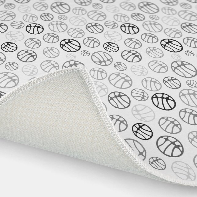 Basketball Balls Black White Grey Pattern  Outdoor Rug (Outdoor)