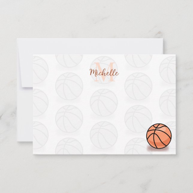 Basketball Balls Custom Name Fan Note Card (Front)