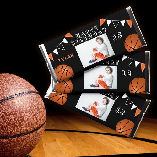 Basketball Balls Flags Black Boy Photo Birthday Hershey Bar Favors