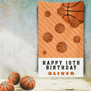 Basketball Balls Orange Kids Birthday Party Banner