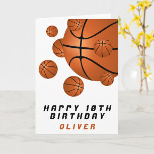 Basketball Balls Orange Kids Boy Happy Birthday Card