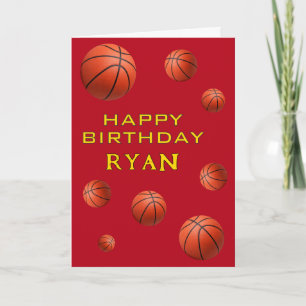 Basketball Balls Personalized Happy Birthday Kids  Card
