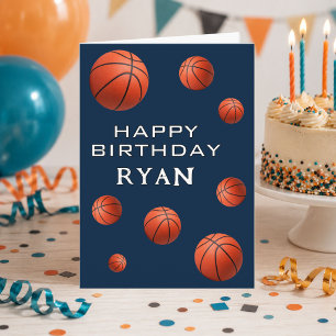 Basketball Balls Personalized Happy Birthday Kids  Card