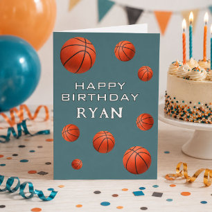 Basketball Balls Personalized Happy Birthday Kids  Card