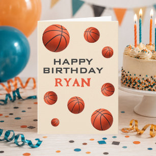 Basketball Balls Personalized Happy Birthday Kids  Card