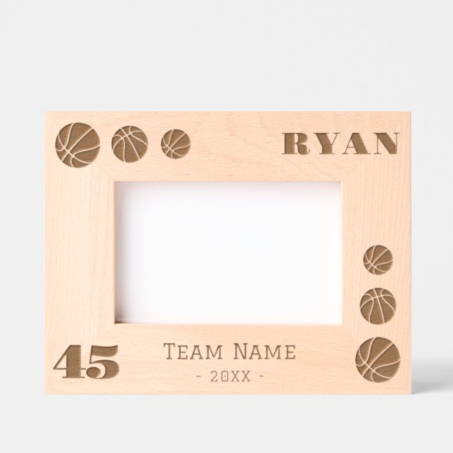 Basketball Balls Player Number Team Name  Engraved Frames (Front)