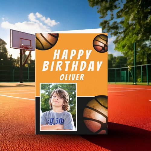 Basketball Balls Sports Kids Happy Birthday Photo
