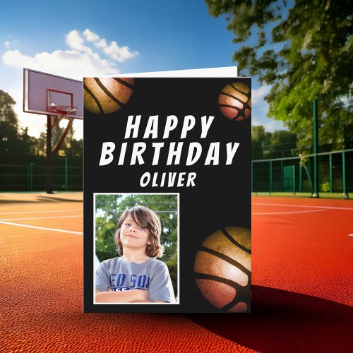 Basketball Balls Sports Kids Happy Birthday Photo