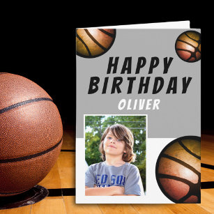 Basketball Balls Sports Kids Happy Birthday Photo Card