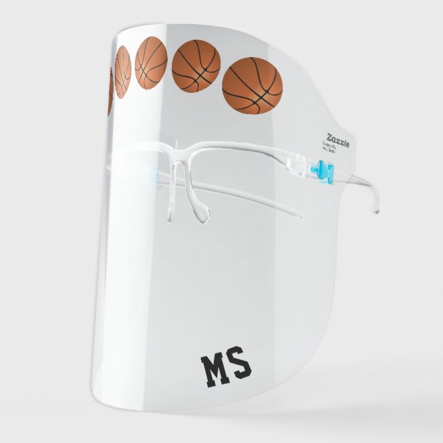 Basketball Balls Sports Monogram Boy Kids Face Shield (Front Left)