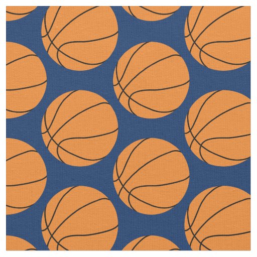 Basketball Balls Sports Navy Blue Fabric