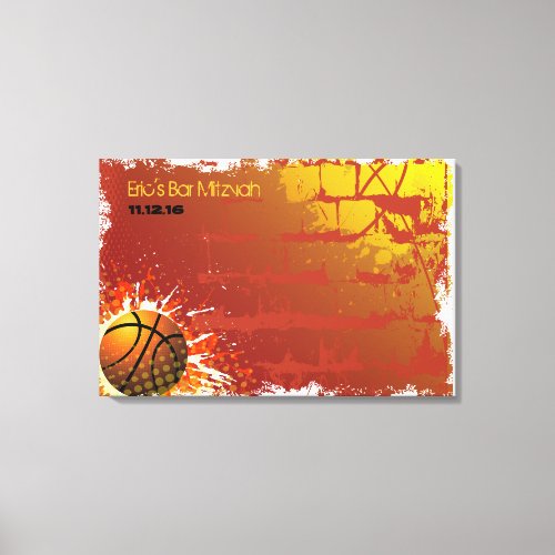 Basketball Bar Mitzvah Bar Mitzvah  Sign_In Board Canvas Print