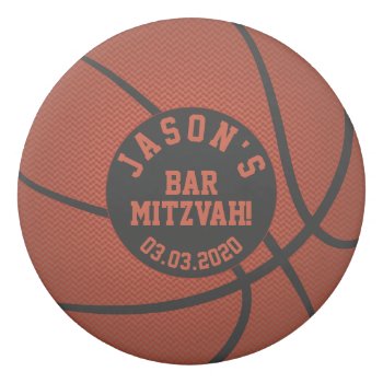 Basketball Bar Mitzvah Favor Eraser Orange Black by wasootch at Zazzle