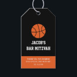 Basketball Bar Mitzvah Gift Tags<br><div class="desc">Modern orange and black basketball themed Bar Mitzvah favor gift tags.</div>