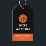 Basketball Bar Mitzvah Gift Tags<br><div class="desc">Modern orange and black basketball themed Bar Mitzvah favor gift tags.</div>