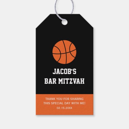 Basketball Bar Mitzvah Gift Tags