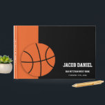 Basketball Bar Mitzvah Guest Book<br><div class="desc">Modern orange and black basketball themed Bar Mitzvah guest book. Easily personalize for your event.</div>
