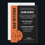 Basketball Bar Mitzvah Invitation<br><div class="desc">Modern orange and black basketball themed Bar Mitzvah invitations. Easily personalize for your event.</div>