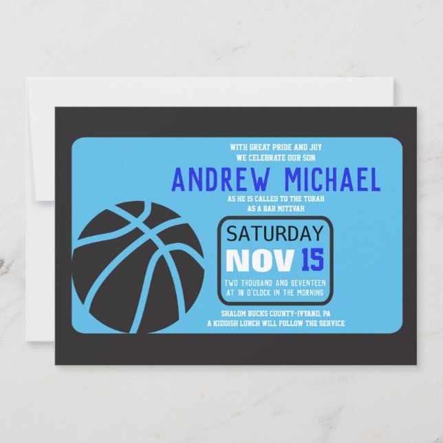 BASKETBALL Bar Mitzvah Invitation (Front)