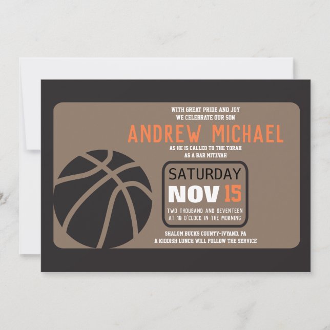BASKETBALL Bar Mitzvah Invitation (Front)