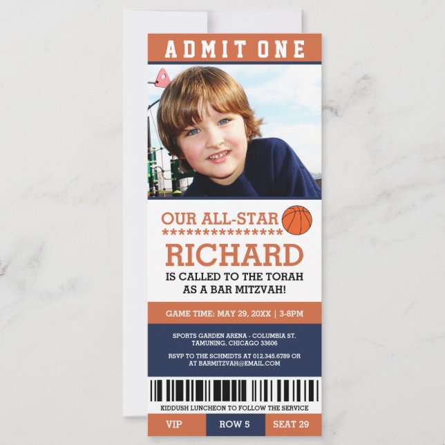 Basketball Bar Mitzvah Invites (Front)