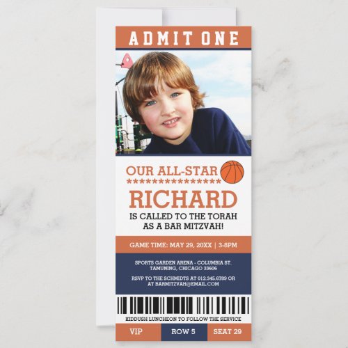 Basketball Bar Mitzvah Invites