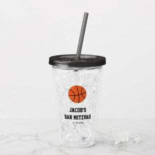 Basketball Bar Mitzvah Personalized Acrylic Tumbler