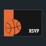 Basketball Bar Mitzvah RSVP<br><div class="desc">Modern orange and black basketball themed Bar Mitzvah RSVP response card.</div>