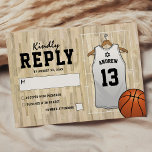 Basketball Bar Mitzvah RSVP<br><div class="desc">Bar mitzvah party response cards featuring a basketball court background,  a white jersey with your childs name,  number,  the star of david,  and a rsvp template that is easy to customize.</div>
