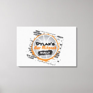 Basketball Bar Mitzvah Sign In Memory Board