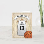 Basketball Bar Mitzvah Thank You<br><div class="desc">Bar mitzvah thank you cards featuring a basketball court background,  a white jersey with your childs name,  number and the star of david. On the inside is text that can be personalized,  alternatively you can delete this and leave it blank.</div>