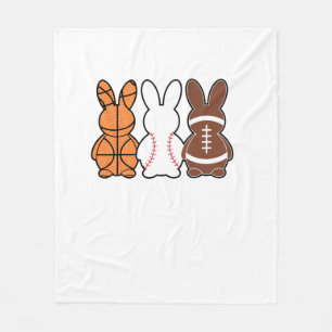 Basketball Baseball Football Sports Easter Bunny R Fleece Blanket