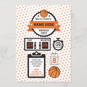 Basketball Basket Ball Sport Birthday Party Invite