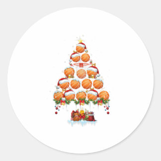 Basketball Basketball Santa Xmas Tree L Classic Round Sticker