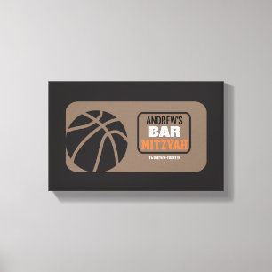 BASKETBALL Bat Bar Mitzvah Sign-In Memory Board Canvas Print