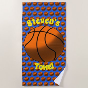 Basketball Beach Towel by Shenanigins at Zazzle